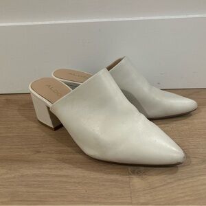 Aldo White Pointed Toe Leather Mule Heels